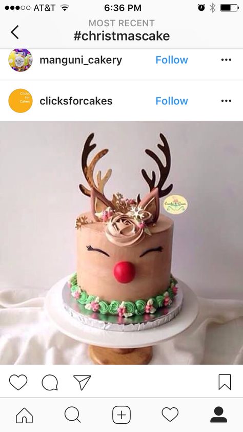 Torte Creative, Reindeer Cakes, Christmas Cake Designs, Torte Cupcake, Xmas Cake, Winter Cake, Christmas Sweets, Christmas Cupcakes, Christmas Cooking