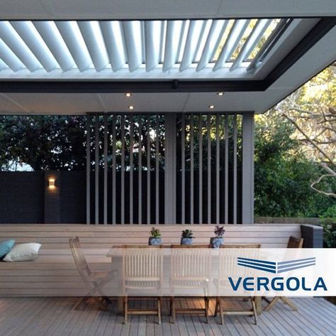 Vergola NSW’s Instagram photo: “The beauty of the Vergola outdoor louvred roofing system is the innovative aerofoil louvres that open and close, and the rain sensor that…” Louvre Roof Patio, Automatic Pergola, Backyard Renovation, Driveway Entrance, Backyard Renovations, Pergola With Roof, Patio Awning, Backyard Deck, Roofing Systems