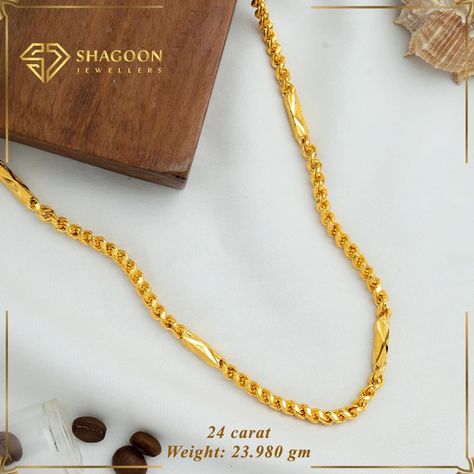 New on Stock!! 24kt gold chain crafted perfectly with intricate designs. A gold chain for daily wear. ✅ Weight: 23.980gm 📩Dm us for more information. WhatsApp/Call: 9851169869 Visit us at: 📍Bishal Bazar, Shop no 2 Newroad, Kathmandu Visit our store for more collections of Gold and Diamond Jewellery. #goldjewelry #goldchain #menjewelry #menchain #jewellerydesign #shagoonjewellers #jewelry #explorepage Whatsapp Call, 24kt Gold, Diamond Jewellery, Intricate Designs, No. 2, Gold Chain, Gold Chains, Diamond Jewelry, Daily Wear