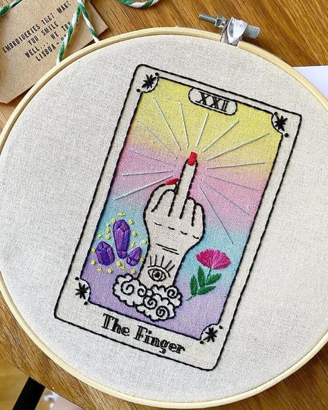 I Made This Tarot Themed Embroidery Embroidery Hoop Art, Hand Embroidery Patterns, Embroidery Inspiration, Embroidery Techniques, Hoop Art, Diy Embroidery, Embroidery Projects, Embroidery Hoop, Embroidery Art