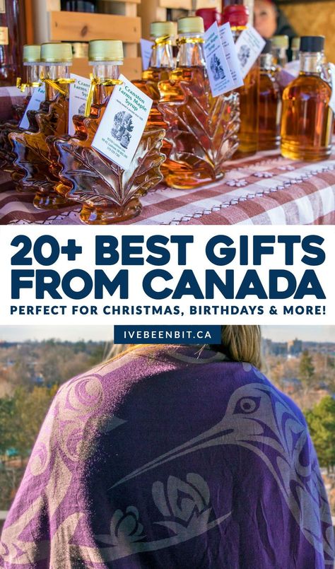 Plaid. Maple. Denim. It's all here. Whether you're looking for Canadian gifts for a friend or Canadian souvenirs to take home, you'll love this Canadian gift list! | Canada Souvenirs | Canada Souvenir Ideas | Canada Gift Ideas | Souvenirs to Buy in Canada | What to Buy in Canada | Indigenous Art from Canada | #Canadian #Gifts #Souvenirs #Canada #Christmas #Birthday | IveBeenBit.ca Canadian Gifts For Americans, Montreal Shopping, Ideas Souvenirs, Gifts For A Friend, Canadian Christmas, Souvenir Ideas, Canada Christmas, Canadian Money, Canadian Things