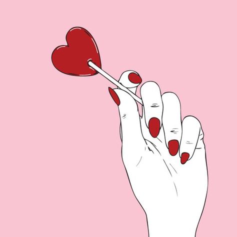 Hand with red fingernail polish holding a red shaped lollipop art Holding Lollipop, Grunge Pastel, Moon Spells, Pastel Grunge, Red Nail Polish, Art Tumblr, Red Nail, Foto Art, Art Pop