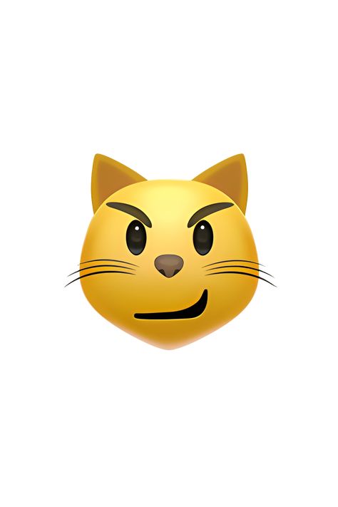 The 😼 Cat With Wry Smile emoji depicts a cartoonish cat with a sly expression. The cat's face is yellow with black eyes and whiskers. Its mouth is curved into a smirk, with one corner of the mouth raised higher than the other. The cat's ears are pointed and facing forward, and its paws are positioned in front of its body. Overall, the emoji gives off a mischievous and playful vibe. Cat Emoji Iphone, Sly Expression, Fake Iphone, Phone Emoji, Emojis Iphone, Apple Emojis, Smile Emoji, Free Emoji, Ios Emoji