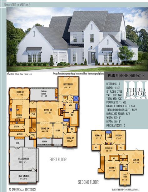 $1600.00 House Plan 9 sets Large Storage Room, Large Kitchen Pantry, Pantry Utility, House Plans 2 Story, Concept Plan, Master Suite Bedroom, Farmhouse Designs, Open House Plans, Modern Architecture Design