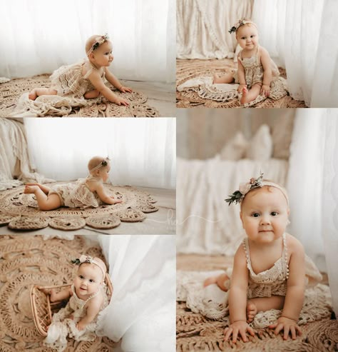 Boho Mini Photoshoot, Mommy And Me Boho Photoshoot Indoor, Boho 1 Year Photoshoot, Boho Studio Setup, Boho Mini Session Photo Shoot, Boho Sitter Session, Sitter Photoshoot Ideas, Boho Studio Photography, Boho 6 Month Photoshoot