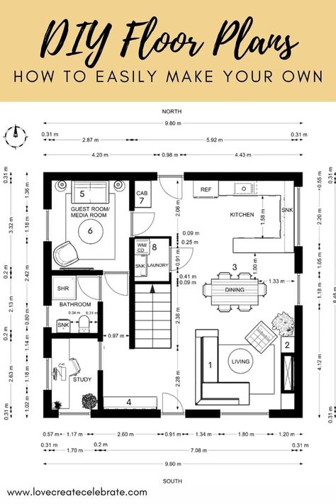 How to Make a Floor Plan! Making a floor plan layout for a space is the perfect opportunity to make sure that everything you want in a space will actually work. It is the most important step in renovating and designing a room. Learn the easy way to create a floor plan and do interior design sketches and floor plans for your home. Use a couple quick and easy programs! Floorplan Layout Design, Floorplan With Measurements, Diy Floor Plans, How To Plan A Room Layout, How To Draw Blueprints Floor Plans, Free Floor Plans Layout, House Interior Drawing Floor Plans, No Hallway Floor Plan, Interior Design Layout Floor Plans