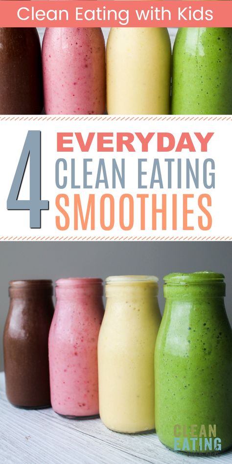 Clean Eating With Kids, Clean Smoothies, Clean Eating Smoothies, Healthy Smoothies For Kids, Smoothie Recipies, Clean Eating Grocery List, Lunch Smoothie, Cake Mug, Clean Eating For Beginners