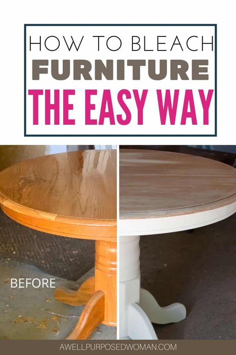 Bleach Furniture, White Wash Wood Furniture, White Washed Furniture, Dining Table Makeover, Refinish Furniture, Bleached Wood, Diy Furniture Renovation, Tables Diy, Wood Furniture Diy