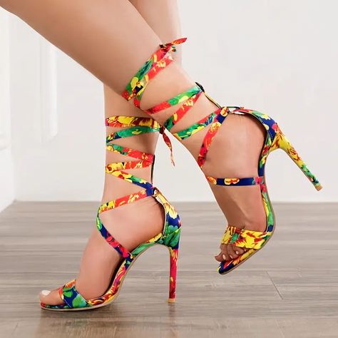 Official Shoes, Gladiator Sandals Heels, Womens Gladiator Sandals, Fashion Sandals, Fashion High Heels, Strappy Heels, Colorful Fashion, High Heel Sandals, Gladiator Sandals