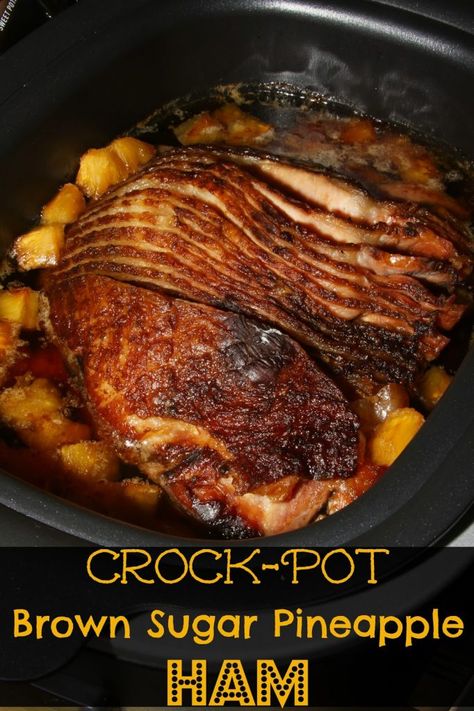 Brown Sugar Pineapple Ham, Quick Slow Cooker Meals, Brown Sugar Pineapple, Brown Sugar Ham, Pineapple Ham, Crockpot Ham, Delicious Slow Cooker Recipes, Crockpot Dishes, Baked Ham