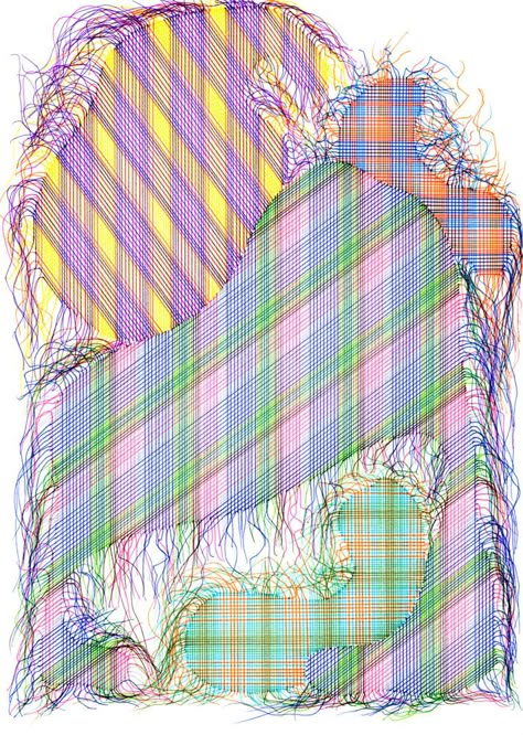 StevenVLopez-12-Patches016 - Design Milk Patchwork Graphic Design, Patchwork Drawing, Thread Drawing, Techniques Textiles, Plaid Texture, Patchwork Art, Print Design Fashion, Patterns Textiles, Designer Prints