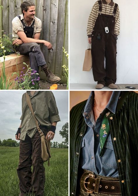 After The Discussion About Masculine Cottagecore Outfits, I've Decided To Make My Own Lookbook Mens Outfit Styles, Cottage Core Clothes Men, Hobbit Core Fashion Men, Nature Outfits Aesthetic Men, Cottagecore Outfits Masculine, Cottagecore For Men, Male Cottage Core Outfit, Cottagecore Mens Outfits, Cottagecore Aesthetic Male