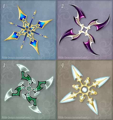 Shurikens (set 2) by Rittik-Designs on DeviantArt Pretty Knives, Concept Art Drawing, Kakashi Hatake, Arte Fantasy, Different Types, Fantasy Art, Concept Art, Anime Art, Books Wattpad