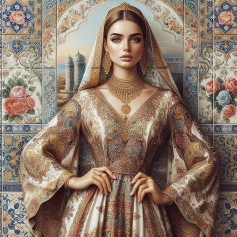 Persian Dress, African Figurines, Persian Princess, Persian Fashion, Persian Culture, Iranian Women, Pakistani Bridal Wear, Painted Clothes, Feminine Tattoos