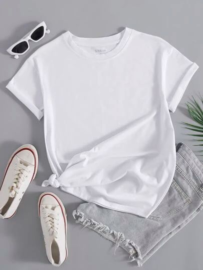 WishList | SHEIN Clothes Mockup Free, Satin Blouse Outfit, Mock Up T Shirt, Polo For Women, Minimalist Blouse, T-shirt Photography, Plain T Shirts, Mode Chanel, Bohemian Blouses