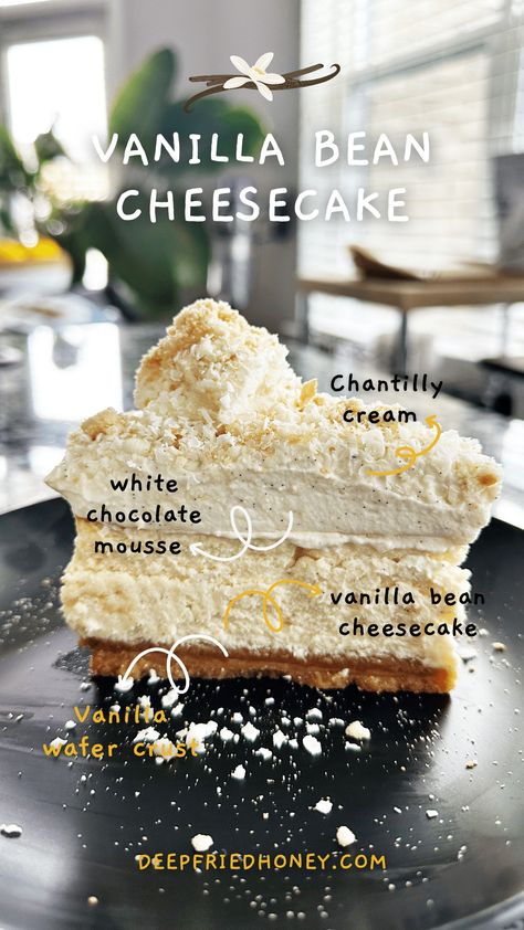 French Cheesecake, Cheesecake With Whipped Cream, Layer Cheesecake, Cheesecake Factory Copycat, Vanilla Wafer Crust, Cheesecake Wedding Cake, Vanilla Bean Cheesecake, White Chocolate Shavings, Cheesecake Factory Recipes