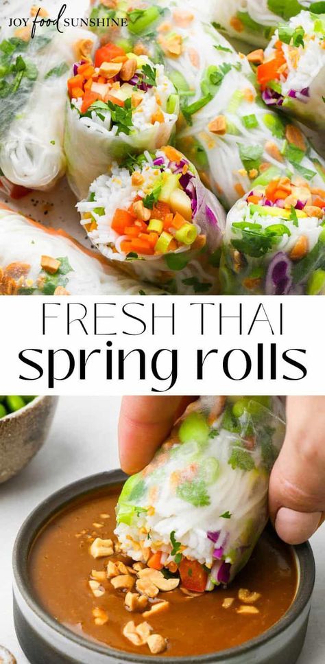 Spring Roll Peanut Sauce, Fresh Spring Rolls Recipe, Healthy Spring Rolls, Thai Spring Rolls, Spring Roll Sauce, Veggie Rolls, Spring Rolls Recipe, Lunch Snack Ideas, Veggie Spring Rolls