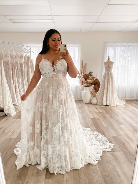 Curvy Wedding Dress, Curvy Wedding, Plus Wedding Dresses, Spaghetti Strap Wedding Dress, Lillian West, Plus Size Wedding Gowns, Curvy Bride, Dream Wedding Ideas Dresses, Formal Dresses For Weddings