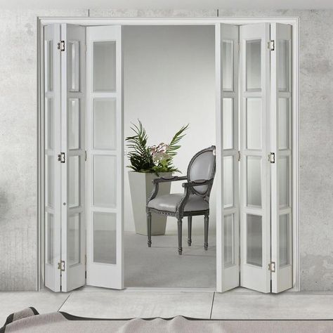 Concertina Doors Internal, Living Room Knock Through, Folding Doors Internal, Concertina Doors, Internal Folding Doors, Folding Doors Interior, Modern Entrance Door, Door Dividers, Internal Glass Doors