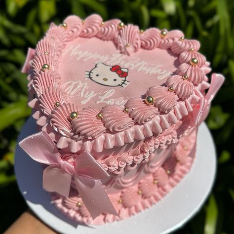 🎀Happy Birthday My Love🎀 Pink coquette hk birthday cake💗🎀 • • • #cutecakes #vintagecakes #heartcakes #occakes #socalcakes #birthdaycakeinspo #orangecountycakes #weddingcakes #ocevents #cakes #cakebusiness #smallcakebusiness #pinkcoquette #hellokittycake #thelayeredbakery Visual Affirmations, Coquette Birthday Cake, Hello Kitty Cakes, Hello Kitty Cookies, Hello Kitty Birthday Cake, Fondant Cake Designs, Hello Kitty Birthday Party, Heart Cakes, Kitty Cake