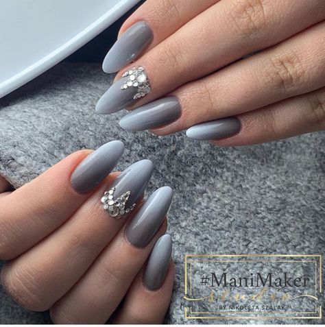 40+ Examples Of Grey & Silver Nails For A Cool Manicure | Grey Nails Design, Light Gray Nails, Nail Purple, Gray Nail, Grey Nail Art, Grey Acrylic Nails, Pride Nails, Grey Nail, Grey Nails