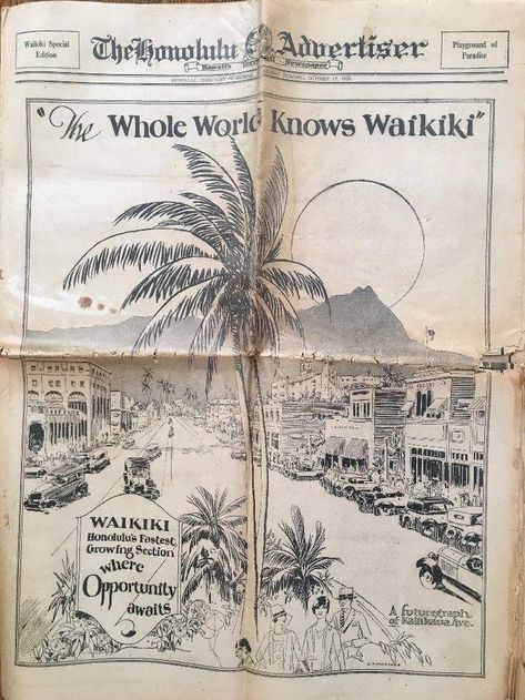 1960s Hawaii, Newspaper Ideas, Old Hawaii, Angel Of The Morning, Waikiki Hawaii, Yearbook Themes, College Aesthetic, Diamond Head, Music Genre