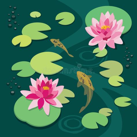 Lotus Vector, Lotus Art, Carpe Koi, Water Drawing, Pink Lotus, Roald Dahl, Seamless Pattern Vector, Free Vector Graphics, Water Lilies