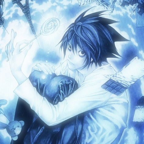 Deathnote Aesthetic, L Lawliet, Anime Character, Anime, Blue, Black