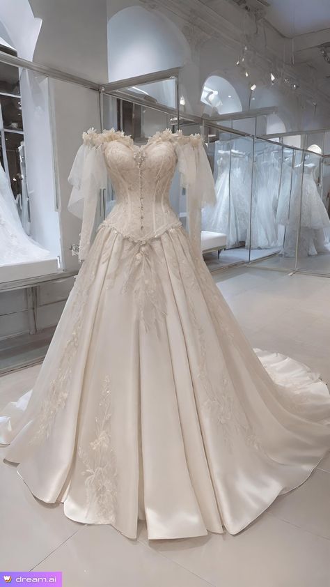 Ideal Wedding Dress, Fairytale White Dress, Vintage Royal Wedding Dress, Royalcore Wedding Aesthetic, Wedding Dress Regency, Wedding Dress Model Poses, Vintage Wedding Dress Princess, Vintage Wedding Dress 1800s, Traditional Nordic Wedding Dress