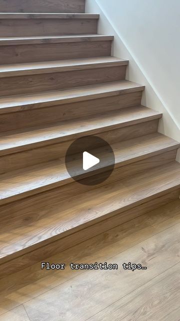 Kelly Griffiths | Save for later: how can I transition from wood to LVT? Here’s a transition from wood (on the stairs) to the LVT in the basement floor. It’s... | Instagram Engineered Hardwood Stairs, Wood Floor Transitions Between Rooms, Lvt Stairs, Vinyl Plank Flooring Stairs, Wood Floor Stairs, Floor Transition, Transition Flooring, Hardwood Stairs, Basement Floor