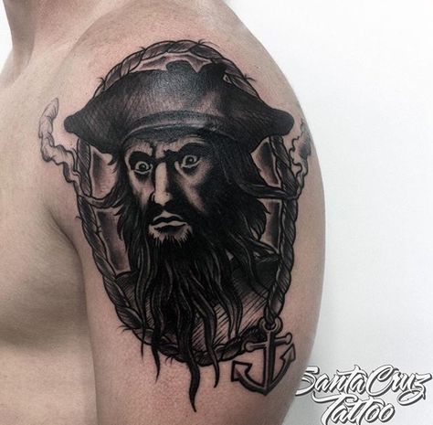 Blackbeard Blackbeard Tattoos, Pirates Life, Badass Tattoos, Pirate Life, Traditional Tattoos, Traditional Tattoo, Skull Tattoo, Portrait Tattoo, Tattoos