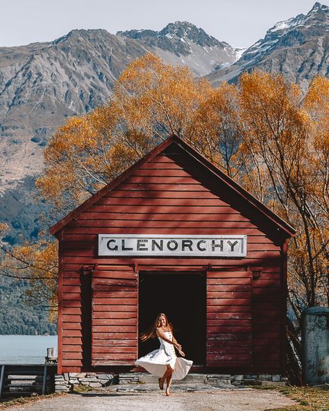 Glenorchy wharf shed, Best photography spots in Queenstown New Zealand, Dancing the Earth Glenorchy New Zealand, Lake Wakatipu, Queenstown New Zealand, New Zealand Travel, Fall Pictures, Queenstown, Scenic Drive, Best Hikes, Best Photography