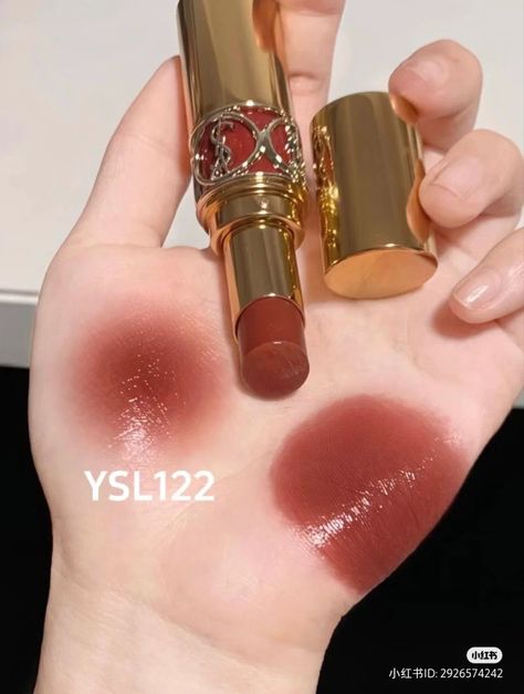 Yves Saint Laurent Lipstick, Ysl Rouge Volupte Shine, Ysl Lipstick, Yves Saint Laurent Makeup, Makeup Brushes Guide, Shine Lipstick, Beginners Eye Makeup, Cool Skin Tone, Lip Swatches