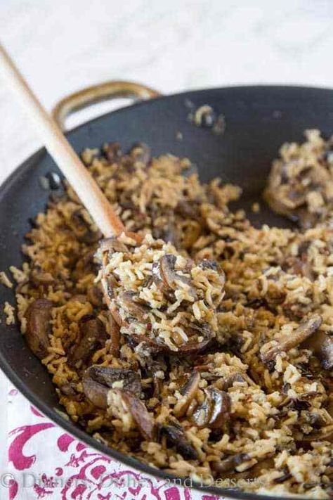 Mushroom Rice Pilaf - an easy homemade rice pilaf with lots of fresh mushrooms! Great side dish recipe for chicken, fish, pork, or beef. Mushroom Rice Pilaf, Mushroom Wild Rice, Wild Rice Recipes, Meal Plan Week, Sides Dishes, Mushroom Rice, Rice Side Dishes, Weekly Meal Plan, Rice Pilaf