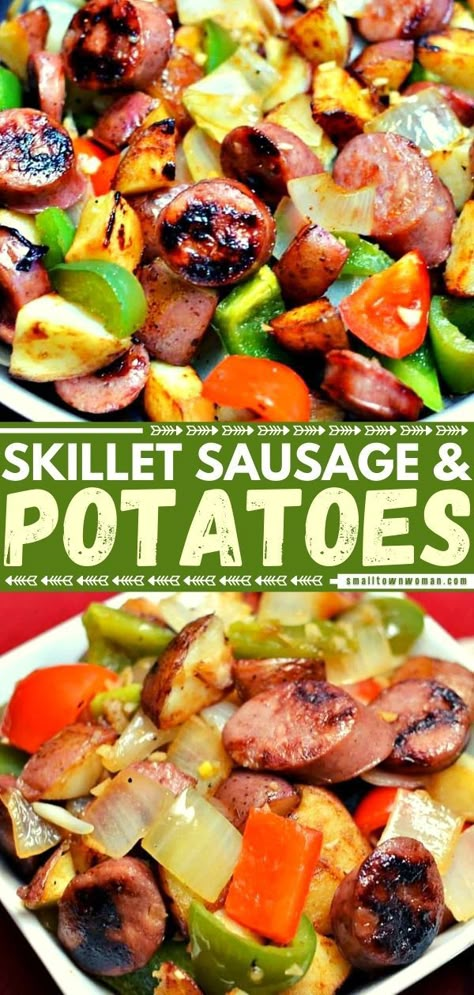 Sausage Skillet Recipe, Sausage And Potatoes Skillet, Sausage And Potatoes, Sausage Dishes, Iron Skillet Recipes, One Skillet Meals, Sausage Potatoes, Sausage And Peppers, Healthy Ingredients