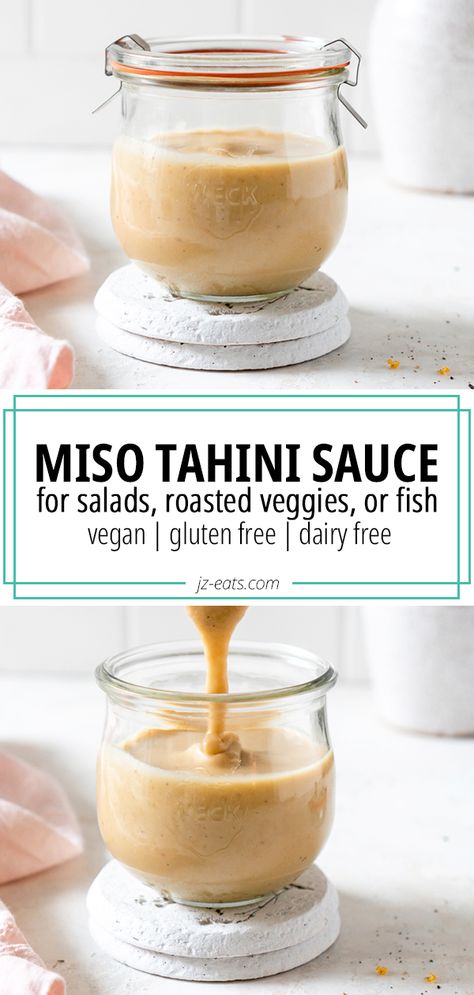 Sauces Made With Tahini, Asian Tahini Sauce, Miso Paste Dressing, How To Make Miso Sauce, Asian Tahini Dressing, Sweet Tahini Sauce, Miso Tahini Pasta, Creamy Miso Sauce, Miso Mayo Recipe