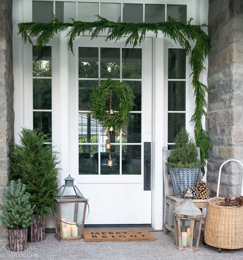 Blog - Sanctuary Home Decor Winter Front Step Decor, Front Porch Window Decor, Winter Entrance Decor, Neutral Front Porch Decor, Christmas Front Porch Simple, Winter Porch Plants, Christmas Entrance Decor Porch Ideas, Winter Front Porch Ideas After Christmas, Winter Front Porch Planters