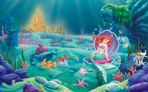 Disney Wall Murals, Ariel Wallpaper, Little Mermaid Wallpaper, Mermaid Background, Ariel Disney, Mermaid Wallpapers, Mermaid Under The Sea, Film Horror, Disney Princess Ariel