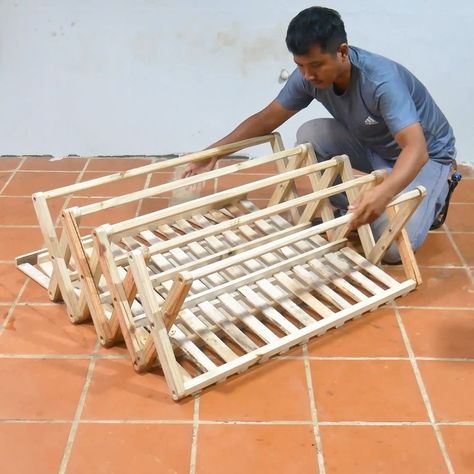 DIY Foldable Wooden Shoes Rack Installation - Making Flexible Wooden Shoes Rack | shoe | DIY Foldable Wooden Shoes Rack Installation - Making Flexible Wooden Shoes Rack | By Woodworking Tools TV | Facebook Foldable Shoe Rack Ideas, Make A Shoe Rack, Wooden Clothes Drying Rack, Foldable Shoe Rack, Folding Shoe Rack, Diy Shoe Rack, Shoes Rack, Wooden Shoe Racks, Foldable Shoes