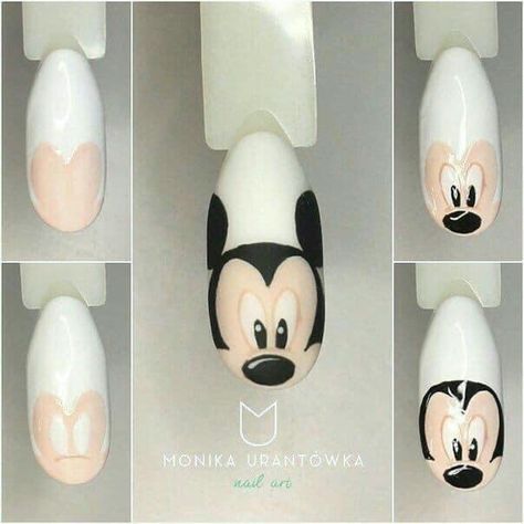 Mickey Mouse Nails, Nails Disney, Disney Nail Art, Mickey Nails, Disney Nail, Animal Nail Art, Nail Drawing, Animal Nails, Nail Art Disney