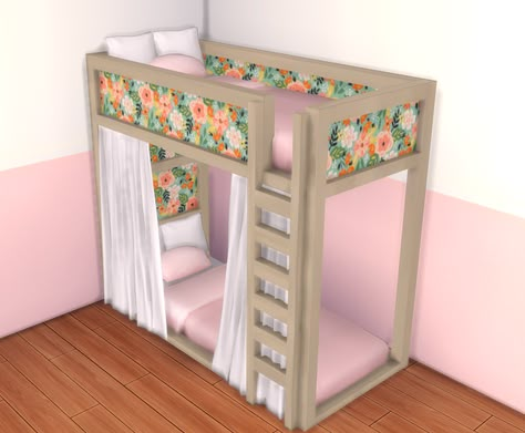 Wide Floral Bunk Bed | Patreon Sims 4 Cc Bunkbeds, The Sims 4 Cc Shower Patreon, Ts4 Bunk Bed Cc, Sims4 Bunk Bed Cc, Sims 4 Bunk Bed Cc Maxis Match, Sims 4 Bunk Bed Cc Patreon, Sims 4 Cc Bunk Beds For Kids, Sims 4 Kid Cc Furniture, Sims 4 Bunk Bed