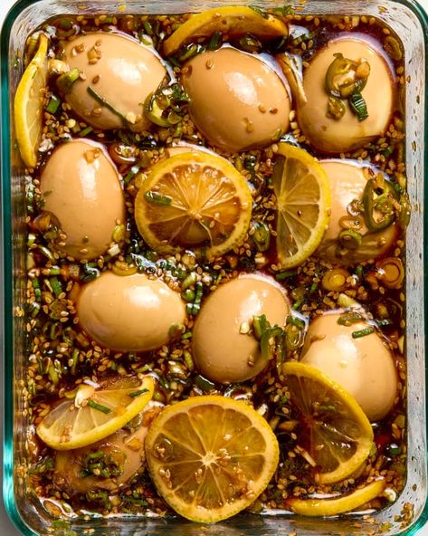 Korean Soy Marinated Eggs Recipe | The Kitchn Marinated Eggs, Jammy Eggs, Soy Sauce Marinade, Gf Meals, Healthy Protein Meals, Egg Bowl, Pickled Eggs, Great Meals, Sweet Cooking