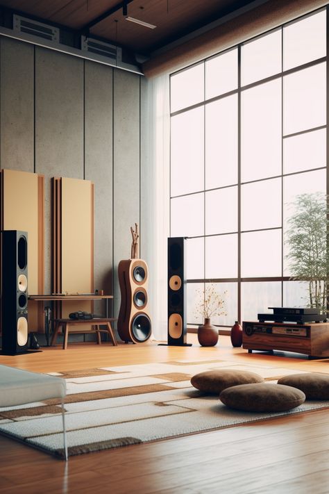 Japanese Listening Room, 2023 Apartment, Japandi Bedroom Design, Audiophile Room, Japanese Living Room, Interrior Design, Japan Interior, Japandi Living Room, Room Concept