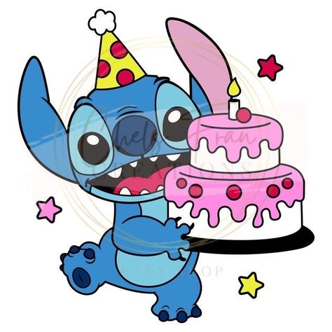 Birthday Stitch Drawing, Birthday Cake Stitch, Lilo Y Stitch Cumpleaños, Stitch Happy Birthday, Cake Stitch, Stitch Birthday Card, Birthday Stitch, Birthday Drawing Ideas, Birthday Clip Art