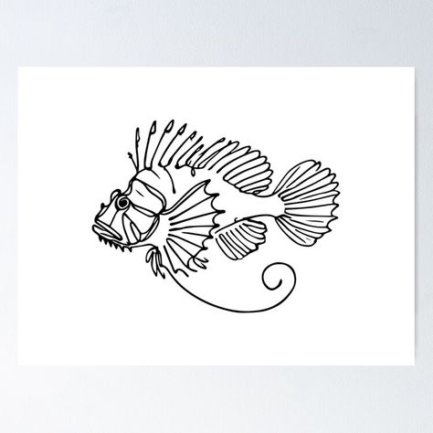 Get my art printed on awesome products. Support me at Redbubble #RBandME: https://www.redbubble.com/i/poster/Lion-Fish-Line-Art-by-MermanDesigns/165134294.LVTDI?asc=u Fish Line Art, Line Art Poster, Lion Fish, Drawing Simple, Drawing Drawing, Art Poster, Sale Poster, Line Art, Poster Art