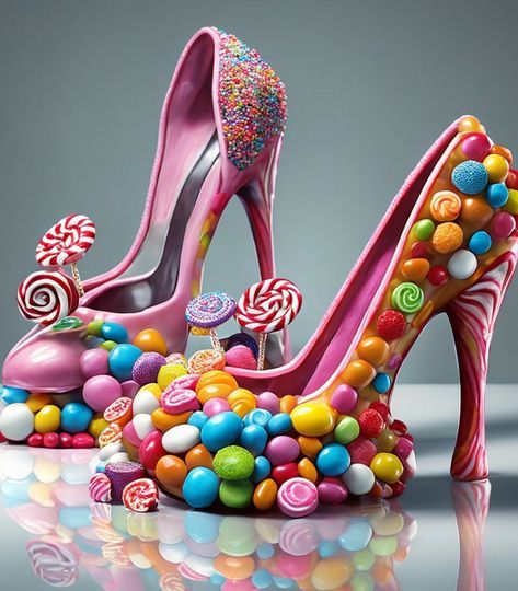 Candyland Shoes, Surreal Shoes, Goofy Shoes, Funky Footwear, Weird Shoes, Concept Shoes, Cheshire Cat Costume, Candy Fashion, Muses Shoes