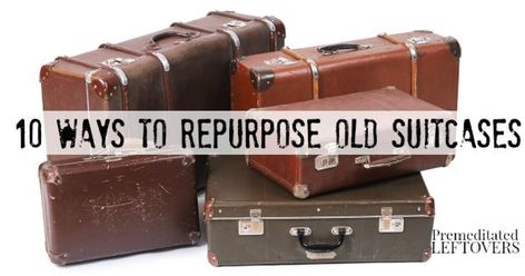 10 Ways to Repurpose Old Suitcases What To Do With Old Suitcases, Repurpose Suitcase Ideas, Old Suitcase Ideas Repurposed, Suitcase Furniture, Samsonite Suitcase, Old Luggage, Repurposed Headboard, Chair Planter, Hanging Vases