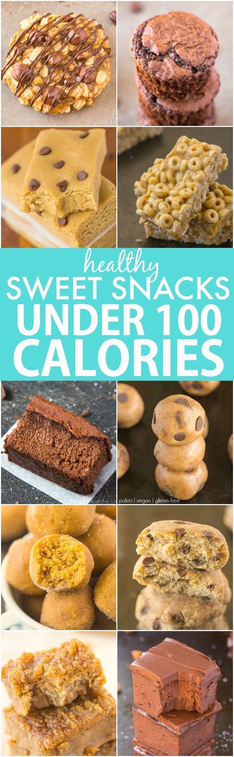 Healthy Clean Eating 100 Calorie Snacks, desserts, and treats! (V, GF, Paleo)- The BEST sweet snacks and treats LESS than 100 calories and secretly healthy! Quick, easy and kid friendly- Brownies, bars, no-bake bites and more! {vegan, gluten free, paleo, sugar free, dairy free recipe}- thebigmansworld.com Weight Watcher Desserts, Paleo Snack, Calorie Snacks, Snacks Under 100 Calories, 100 Calorie Snacks, 100 Calorie, Under 100 Calories, Healthy Sweet Snacks, Clean Eating Desserts