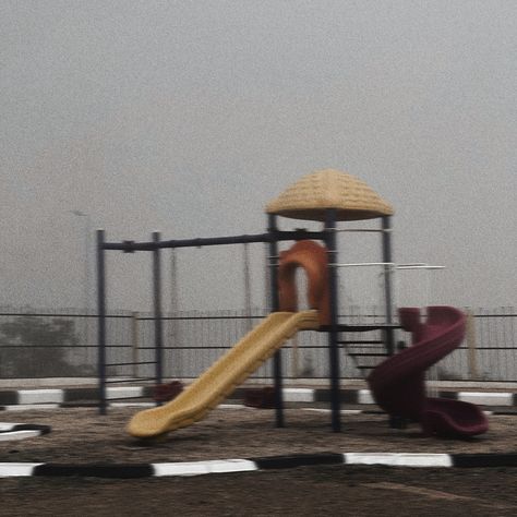 #fog #playground #black #gray #aesthetic Rainy Playground Aesthetic, Abandoned Playground Aesthetic, Old Playground Aesthetic, Childhood Aesthetic Dark, Black Childhood Aesthetic, Spy Kids Aesthetic, Bad Kid Aesthetic, Poor Childhood Aesthetic, Play Ground Aesthetic