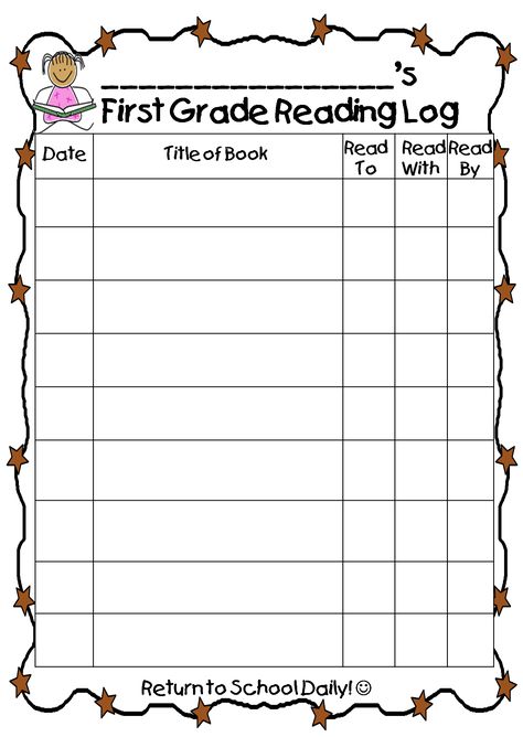 First Grade Wow: reading log Kindergarten Reading Log, Book Reading Log, Home Reading Log, Kindergarten Homework, Reading Log Printable, Reading Logs, Second Grade Teacher, Reading At Home, Reading Practice